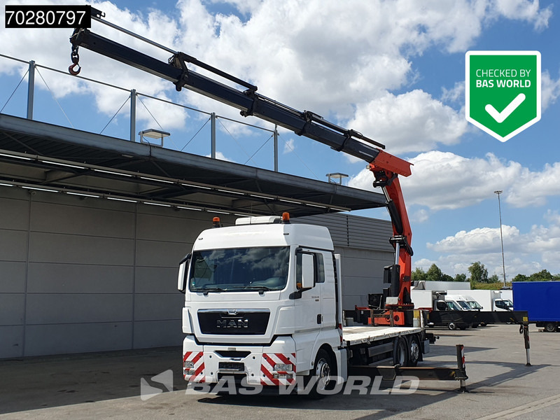 MAN TGX 26.440 6X2 Palfinger PK 53002 SH Kran Crane Steering Axle Automatic Euro 5 - משאית צד נופל/ שטוחה, משאית מנוף: תמונה 1 MAN TGX 26.440 6X2 Palfinger PK 53002 SH Kran Crane Steering Axle Automatic Euro 5 - משאית צד נופל/ שטוחה, משאית מנוף: תמונה 1