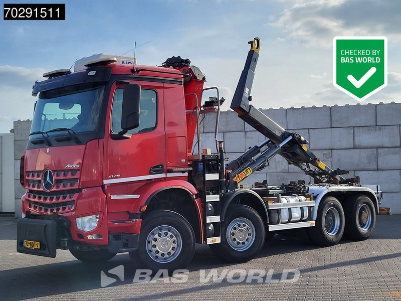 Mercedes-Benz Arocs 4145 8X4 NL-Truck HMF RCL 5300 Crane Hyva 26-51-S Hooklift Steelsuspension Big-Axle Automatic Euro 6 - משאית הרמת וו, משאית מנוף: תמונה 1 Mercedes-Benz Arocs 4145 8X4 NL-Truck HMF RCL 5300 Crane Hyva 26-51-S Hooklift Steelsuspension Big-Axle Automatic Euro 6 - משאית הרמת וו, משאית מנוף: תמונה 1