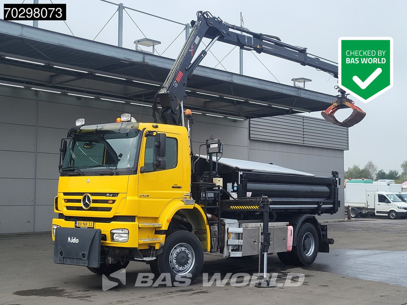 Mercedes-Benz Axor 2124 Axor 4X4 HIAB 122 B-2 HIDUO Crane Tipper Full Steel Big-Axle Euro 5 - מזהיר, משאית מנוף: תמונה 1 Mercedes-Benz Axor 2124 Axor 4X4 HIAB 122 B-2 HIDUO Crane Tipper Full Steel Big-Axle Euro 5 - מזהיר, משאית מנוף: תמונה 1