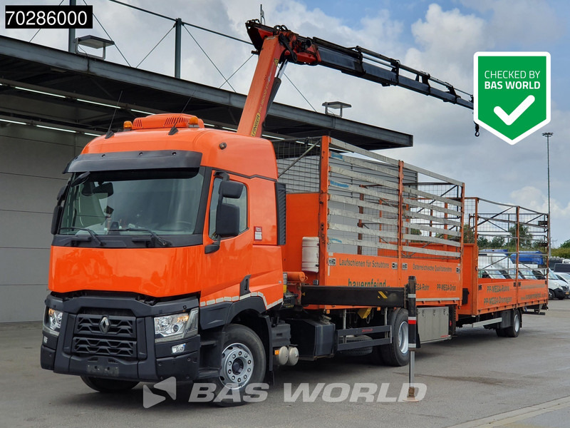 Renault C 380 4X2 Combi Palfinger PK18002-EH Kran Crane Retarder Euro 6 - משאית צד נופל/ שטוחה, משאית מנוף: תמונה 1 Renault C 380 4X2 Combi Palfinger PK18002-EH Kran Crane Retarder Euro 6 - משאית צד נופל/ שטוחה, משאית מנוף: תמונה 1