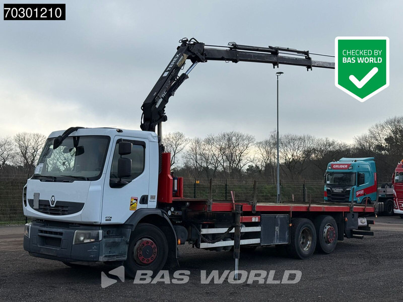 Renault Premium 410 6X2 Terex 120.2E - A3L Kran Crane Lift-Axle Manual Euro 5 - משאית צד נופל/ שטוחה, משאית מנוף: תמונה 1 Renault Premium 410 6X2 Terex 120.2E - A3L Kran Crane Lift-Axle Manual Euro 5 - משאית צד נופל/ שטוחה, משאית מנוף: תמונה 1