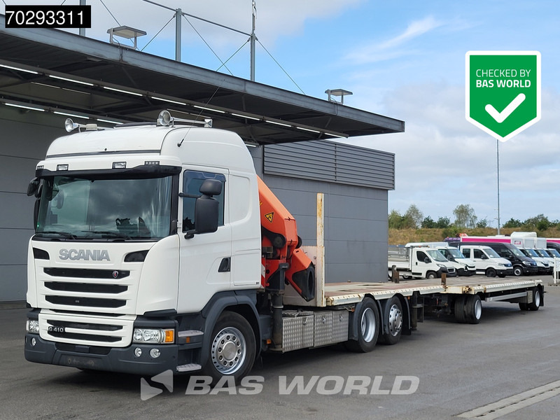 Scania G410 6X2 Combi Palfinger 53002 SH Kran Crane Lift+steering ACC Navi Euro 6 - משאית צד נופל/ שטוחה, משאית מנוף: תמונה 1 Scania G410 6X2 Combi Palfinger 53002 SH Kran Crane Lift+steering ACC Navi Euro 6 - משאית צד נופל/ שטוחה, משאית מנוף: תמונה 1