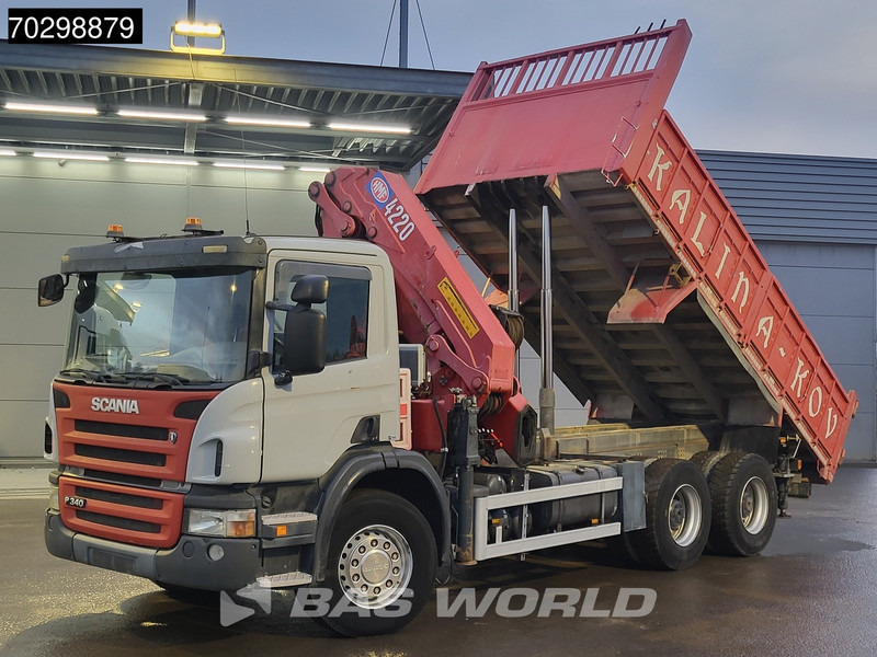 Scania P340 6X4 HMF 4220 K6 Crane Winch Tipper Full Steel Manual Gearbox - מזהיר, משאית מנוף: תמונה 2 Scania P340 6X4 HMF 4220 K6 Crane Winch Tipper Full Steel Manual Gearbox - מזהיר, משאית מנוף: תמונה 2