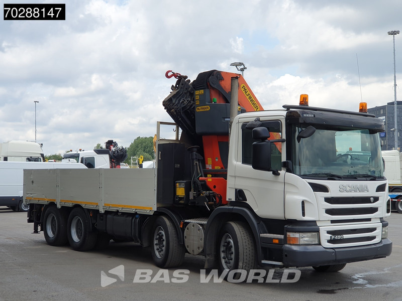 משאית צד נופל/ שטוחה, משאית מנוף Scania P420 8X4 Palfinger PK 53002-SH Crane Lift+steering Manual Big-Axle Euro 5: תמונה 10