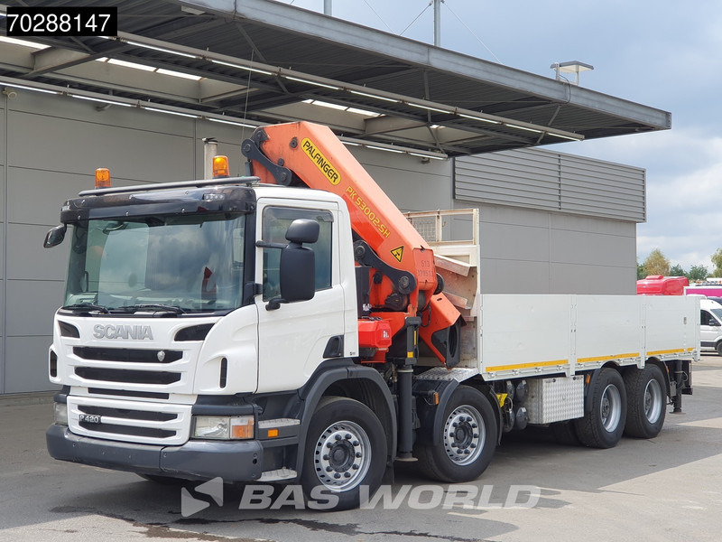 משאית צד נופל/ שטוחה, משאית מנוף Scania P420 8X4 Palfinger PK 53002-SH Crane Lift+steering Manual Big-Axle Euro 5: תמונה 8