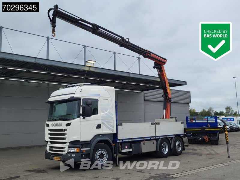 Scania R410 R 6X2 NL-Truck Palfinger PK22002-EH Crane Kran Lift+Steering-Axle Euro 6 - משאית צד נופל/ שטוחה, משאית מנוף: תמונה 1 Scania R410 R 6X2 NL-Truck Palfinger PK22002-EH Crane Kran Lift+Steering-Axle Euro 6 - משאית צד נופל/ שטוחה, משאית מנוף: תמונה 1