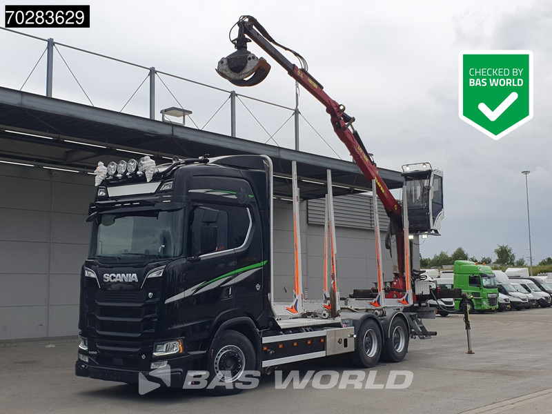 Scania S650 S 6X4 Tajfun LIV100K Kran Holztransport Retarder 3-Pedals Euro 6 - משאית עץ, משאית מנוף: תמונה 1 Scania S650 S 6X4 Tajfun LIV100K Kran Holztransport Retarder 3-Pedals Euro 6 - משאית עץ, משאית מנוף: תמונה 1