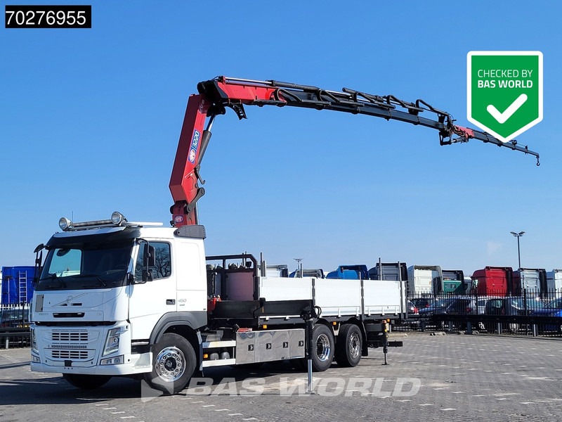 Volvo FM 450 6X2 HMF 3220 Crane Kran Lift-Lenkachse VEB+ Euro 6 - משאית צד נופל/ שטוחה, משאית מנוף: תמונה 1 Volvo FM 450 6X2 HMF 3220 Crane Kran Lift-Lenkachse VEB+ Euro 6 - משאית צד נופל/ שטוחה, משאית מנוף: תמונה 1