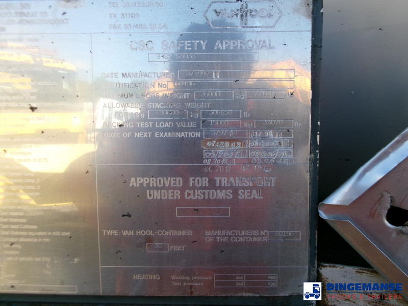 מכל אחסון Van Hool Tank container 34.5 m3 / 1 comp IMO2 / L4BH / 30 ft: תמונה 18