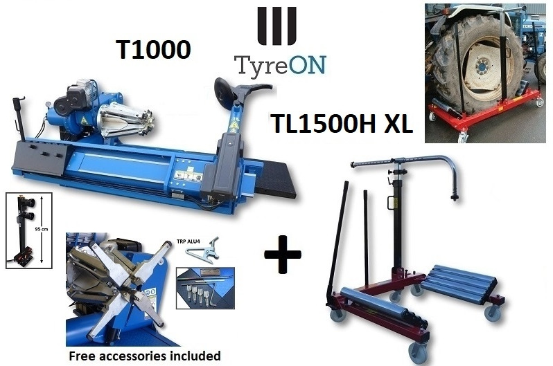 T1000 2-speed 56 Inch truck tyre changer + 1500 kg XL wheeldollly TL1500H XL - ציוד לסדנאות: תמונה 1 T1000 2-speed 56 Inch truck tyre changer + 1500 kg XL wheeldollly TL1500H XL - ציוד לסדנאות: תמונה 1