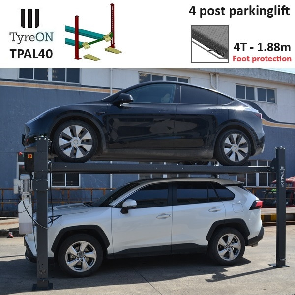 TPAL40 mobile 4 post parking lift for car - 4T - Height 188 cm - Long 415 cm runways with automatic roll-off protection - 230V-1 phase - To park 2 vehicles on top of each - ציוד לסדנאות: תמונה 1 TPAL40 mobile 4 post parking lift for car - 4T - Height 188 cm - Long 415 cm runways with automatic roll-off protection - 230V-1 phase - To park 2 vehicles on top of each - ציוד לסדנאות: תמונה 1