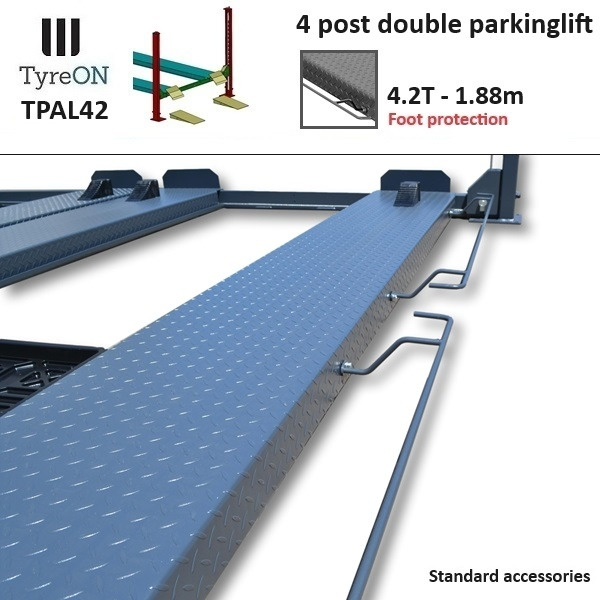 TPAL42 mobile double 4 post parking lift for car - 4.2T - Height 188 cm - Long 415 cm runways with automatic roll-off protection - 230V - To park 4 vehicles - ציוד לסדנאות: תמונה 5 TPAL42 mobile double 4 post parking lift for car - 4.2T - Height 188 cm - Long 415 cm runways with automatic roll-off protection - 230V - To park 4 vehicles - ציוד לסדנאות: תמונה 5