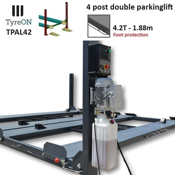 TPAL42 mobile double 4 post parking lift for car - 4.2T - Height 188 cm - Long 415 cm runways with automatic roll-off protection - 230V - To park 4 vehicles - ציוד לסדנאות: תמונה 4 TPAL42 mobile double 4 post parking lift for car - 4.2T - Height 188 cm - Long 415 cm runways with automatic roll-off protection - 230V - To park 4 vehicles - ציוד לסדנאות: תמונה 4