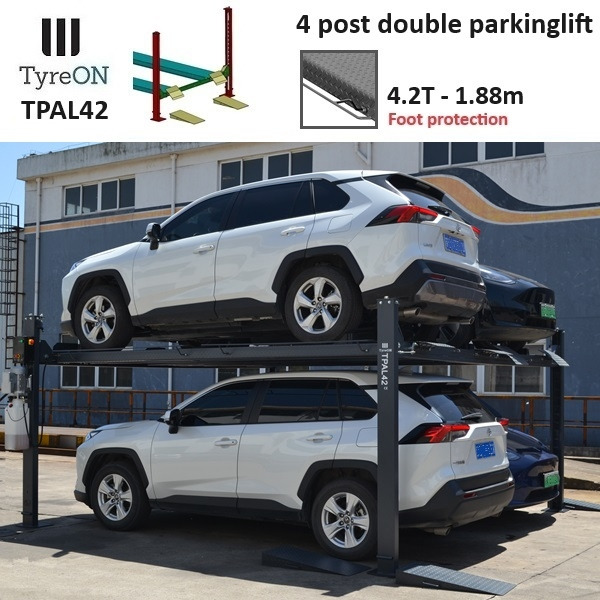 TPAL42 mobile double 4 post parking lift for car - 4.2T - Height 188 cm - Long 415 cm runways with automatic roll-off protection - 230V - To park 4 vehicles - ציוד לסדנאות: תמונה 1 TPAL42 mobile double 4 post parking lift for car - 4.2T - Height 188 cm - Long 415 cm runways with automatic roll-off protection - 230V - To park 4 vehicles - ציוד לסדנאות: תמונה 1