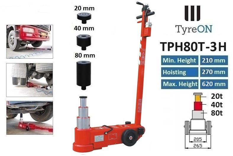 TPH80T-3H Air hydraulic jack 80 Tons - Minimum height 21 cm - ציוד לסדנאות: תמונה 1 TPH80T-3H Air hydraulic jack 80 Tons - Minimum height 21 cm - ציוד לסדנאות: תמונה 1