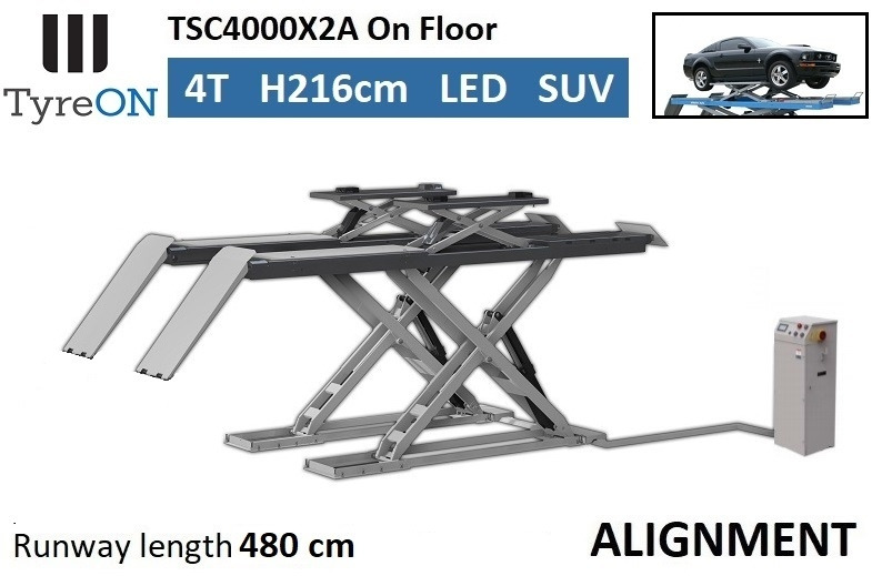 TSC4000X2A Alignment scissor lift - On floor - Free wheel lifting system - 4.8 m lightened runways - 4T - Mounted on the floor - ציוד לסדנאות: תמונה 1 TSC4000X2A Alignment scissor lift - On floor - Free wheel lifting system - 4.8 m lightened runways - 4T - Mounted on the floor - ציוד לסדנאות: תמונה 1