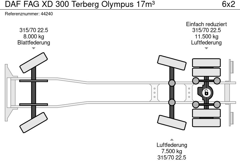 משאית אשפה DAF FAG XD 300 Terberg Olympus 17m³: תמונה 20