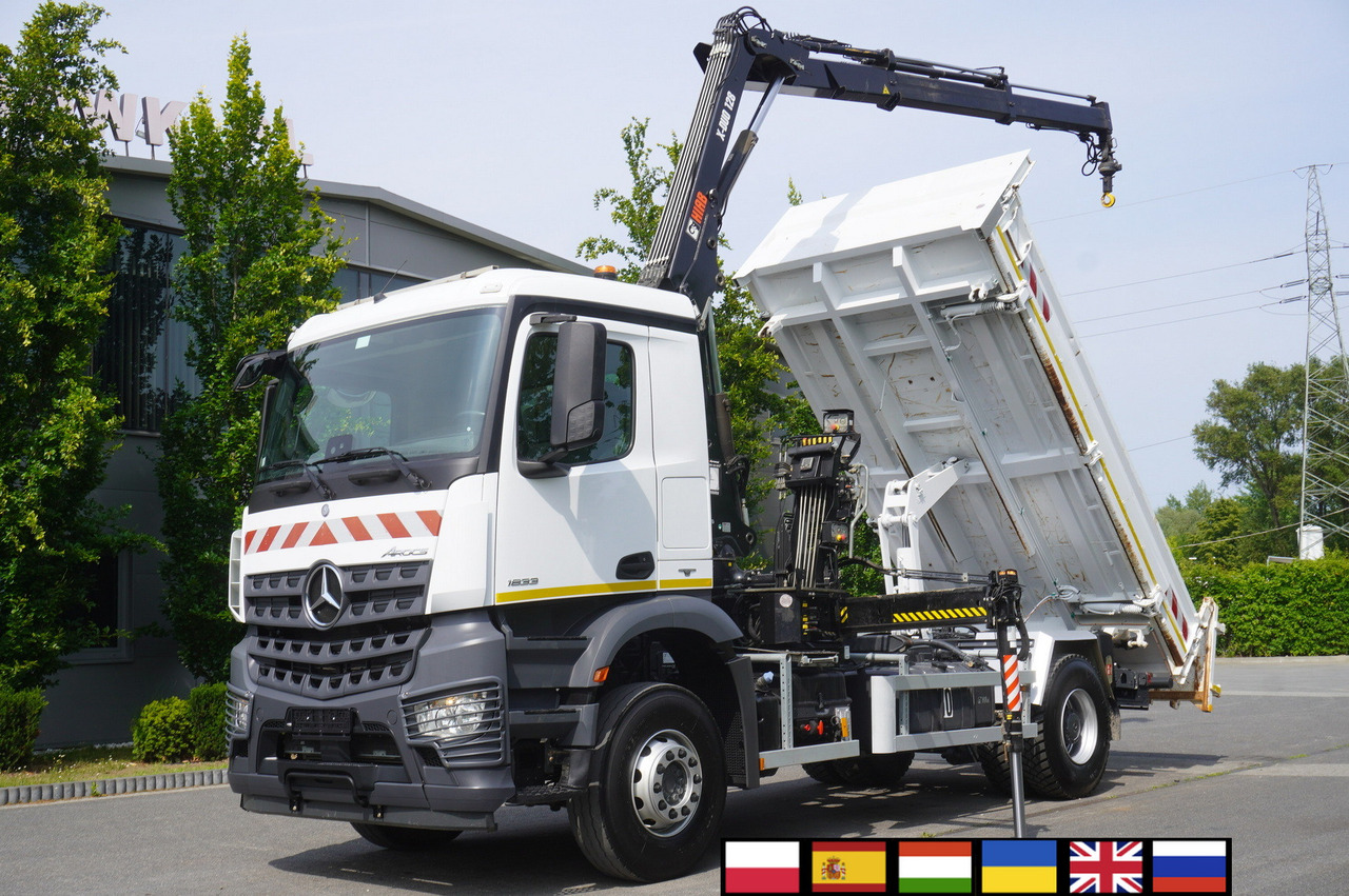 MERCEDES-BENZ Arocs 1833 / 87,000 km!!! / Hds HIAB X-DUO 128 B-2 / three-sided tipper - משאית צד נופל/ שטוחה, משאית מנוף: תמונה 1 MERCEDES-BENZ Arocs 1833 / 87,000 km!!! / Hds HIAB X-DUO 128 B-2 / three-sided tipper - משאית צד נופל/ שטוחה, משאית מנוף: תמונה 1