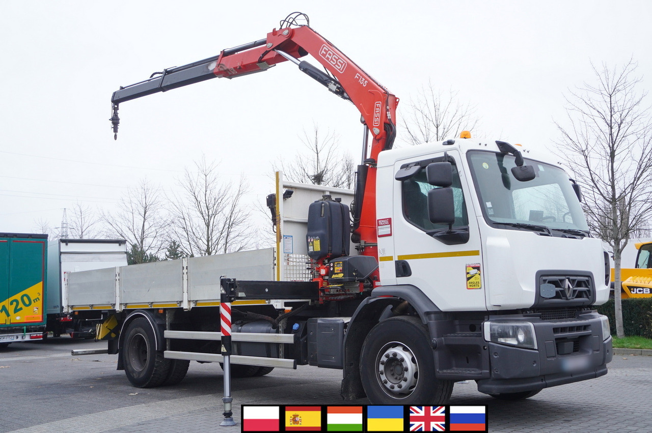 RENAULT C280 DTI 8 / FASSI crane 5.6 T / 560 MTH / range 8 m / Flatbed 15 EPAL - משאית צד נופל/ שטוחה, משאית מנוף: תמונה 1 RENAULT C280 DTI 8 / FASSI crane 5.6 T / 560 MTH / range 8 m / Flatbed 15 EPAL - משאית צד נופל/ שטוחה, משאית מנוף: תמונה 1