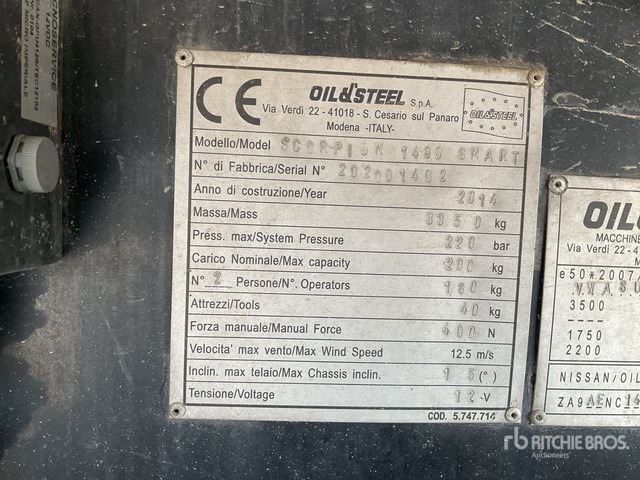 2014 Nissan NT400 Cabstar 35.12 2014 Oil&Steel Scorpion 1490 Sm ... Bucket Truck - פלטפורמה אווירית מותקנת על משאית: תמונה 5 2014 Nissan NT400 Cabstar 35.12 2014 Oil&Steel Scorpion 1490 Sm ... Bucket Truck - פלטפורמה אווירית מותקנת על משאית: תמונה 5