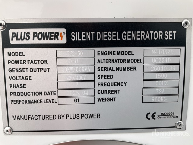 2025 Plus Power GF2-50 50 kVA (Unused) Generator Set - ערכת גנרטורים: תמונה 1 2025 Plus Power GF2-50 50 kVA (Unused) Generator Set - ערכת גנרטורים: תמונה 1