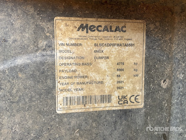 2021 Mecalac 6MDX Cabbed 6 Ton Dumper - מסיר פסולת: תמונה 2 2021 Mecalac 6MDX Cabbed 6 Ton Dumper - מסיר פסולת: תמונה 2
