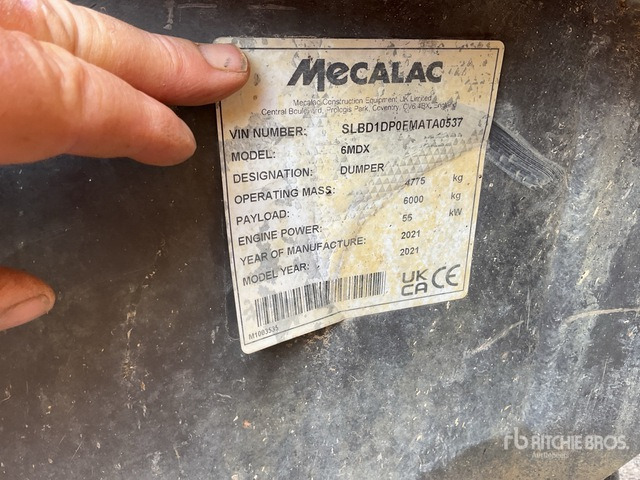 2021 Mecalac 6MDX Cabbed 6 Ton Dumper - מסיר פסולת: תמונה 1 2021 Mecalac 6MDX Cabbed 6 Ton Dumper - מסיר פסולת: תמונה 1