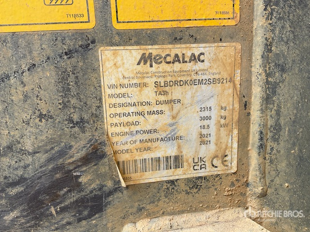 2021 Mecalac TA3H Hydrostatic Dumper - מסיר פסולת: תמונה 2 2021 Mecalac TA3H Hydrostatic Dumper - מסיר פסולת: תמונה 2