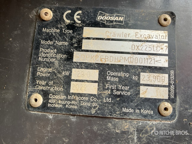 2022 Doosan DX225LC-7 Tracked Excavator - מחפר סורק: תמונה 3 2022 Doosan DX225LC-7 Tracked Excavator - מחפר סורק: תמונה 3