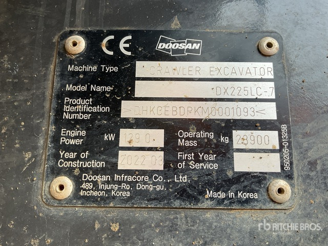 2022 Doosan DX225LC-7 Tracked Excavator - מחפר סורק: תמונה 2 2022 Doosan DX225LC-7 Tracked Excavator - מחפר סורק: תמונה 2