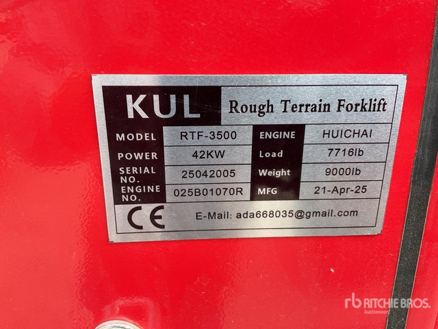 2025 KUL RTF-3500 3.5 ton 4x4 (Unused) Rough Terrain Forklift - מלגזת שטח קשה: תמונה 2 2025 KUL RTF-3500 3.5 ton 4x4 (Unused) Rough Terrain Forklift - מלגזת שטח קשה: תמונה 2