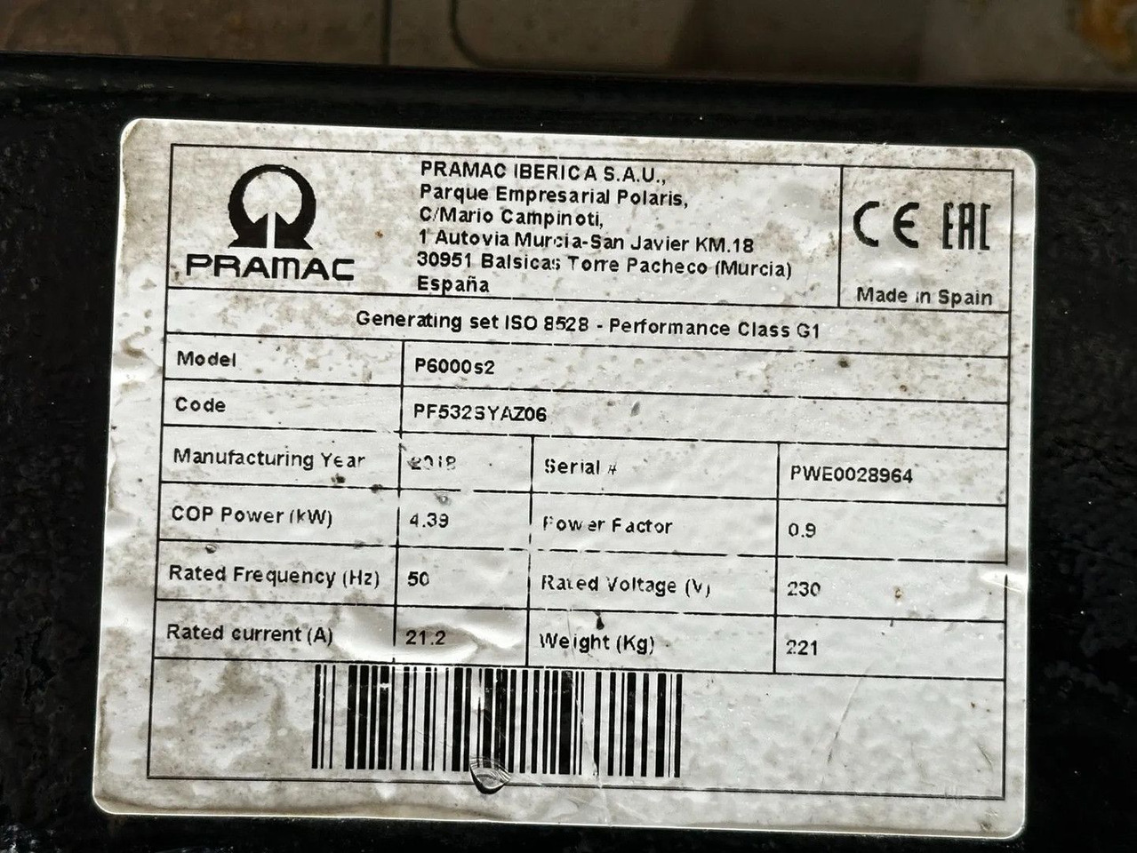 ערכת גנרטורים Pramac P6000S2 6KVA Generator Pramac  P6000S2 6KVA Generator: תמונה 12