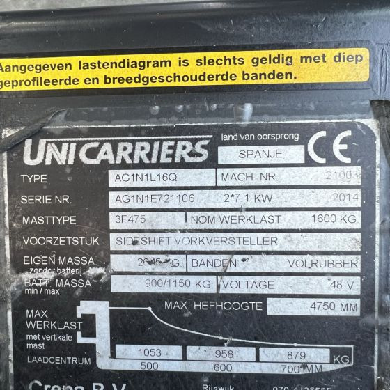 מלגזה חשמלית Unicarriers AG1N1L16Q: תמונה 9