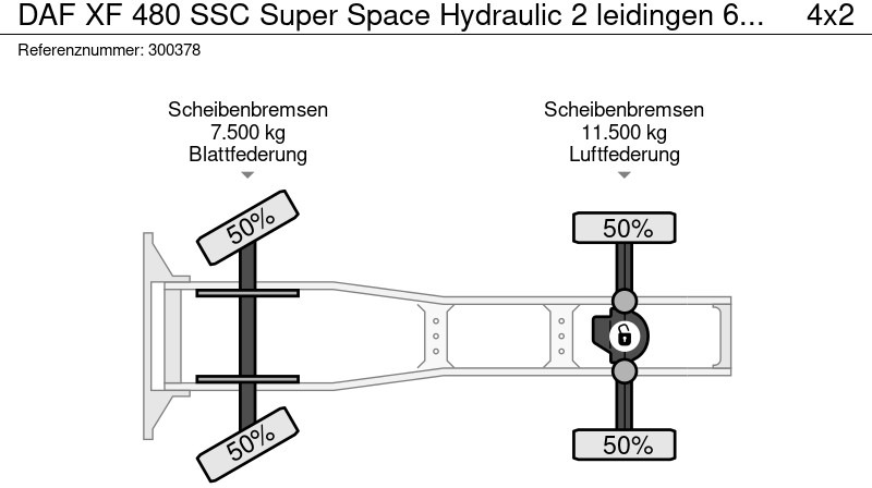 יחידת טרקטור DAF XF 480 SSC Super Space Hydraulic 2 leidingen 661.150KM!: תמונה 16