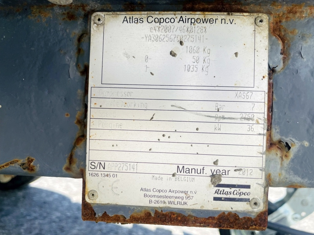 Atlas Copco XAS67 (4018) - מדחס אוויר: תמונה 3 Atlas Copco XAS67 (4018) - מדחס אוויר: תמונה 3