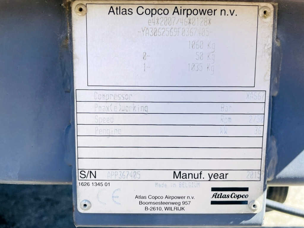 Atlas Copco XAS67 (4057) - מדחס אוויר: תמונה 3 Atlas Copco XAS67 (4057) - מדחס אוויר: תמונה 3