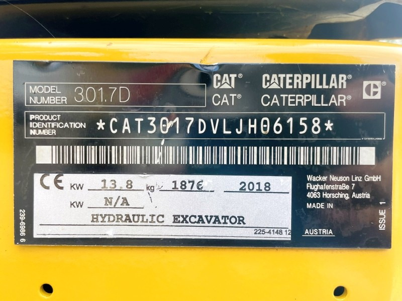 Caterpillar 301.7D (3846) - מיני מחפר: תמונה 3 Caterpillar 301.7D (3846) - מיני מחפר: תמונה 3