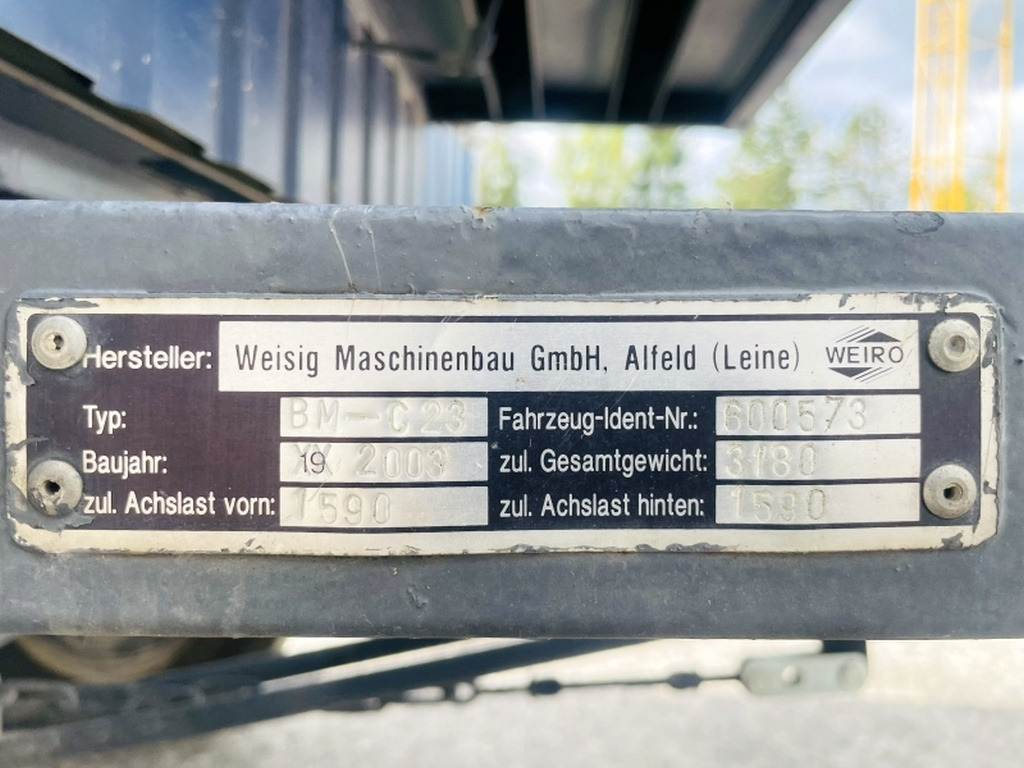 Diverses WEIRO BM-C23 BAUWAGEN (4070) - מכולת בנייה, קרון נגרר: תמונה 3 Diverses WEIRO BM-C23 BAUWAGEN (4070) - מכולת בנייה, קרון נגרר: תמונה 3