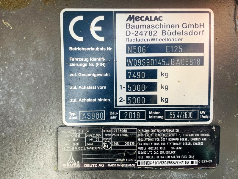 Mecalac AS900 (3791) - מעמיס גלגלים: תמונה 4 Mecalac AS900 (3791) - מעמיס גלגלים: תמונה 4