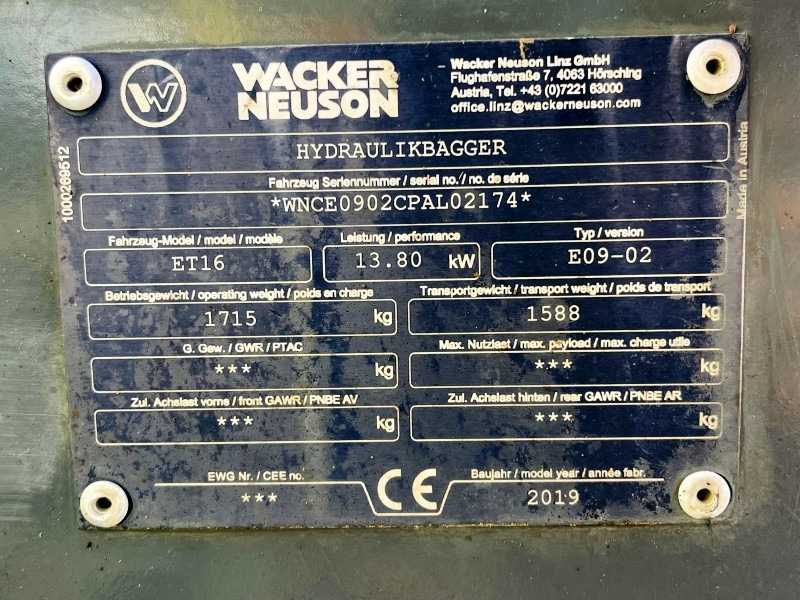Neuson ET16 (3865) - מיני מחפר: תמונה 3 Neuson ET16 (3865) - מיני מחפר: תמונה 3