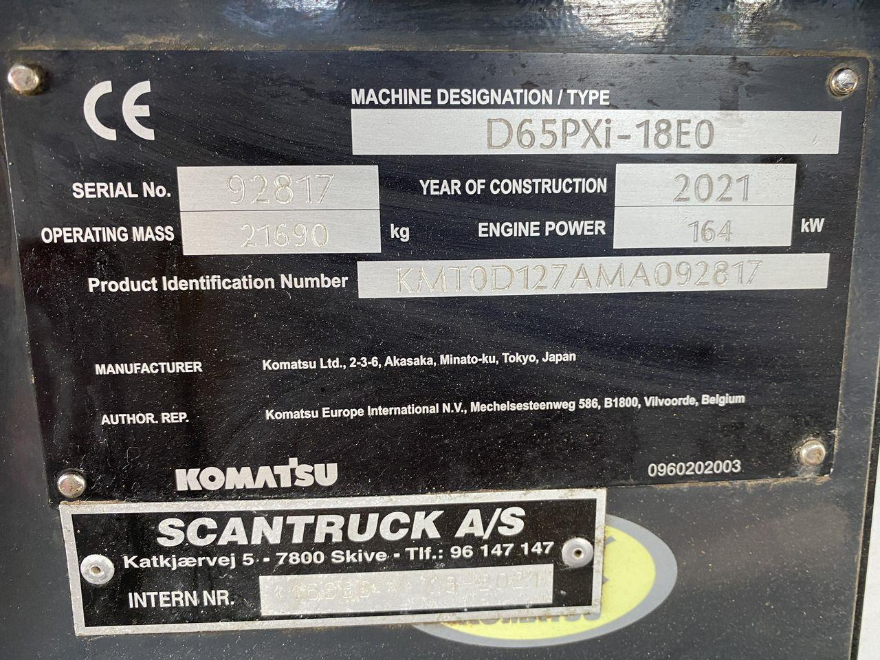 הַחכָּרָה  Komatsu D65PXI-18EO Komatsu D65PXI-18EO: תמונה 10