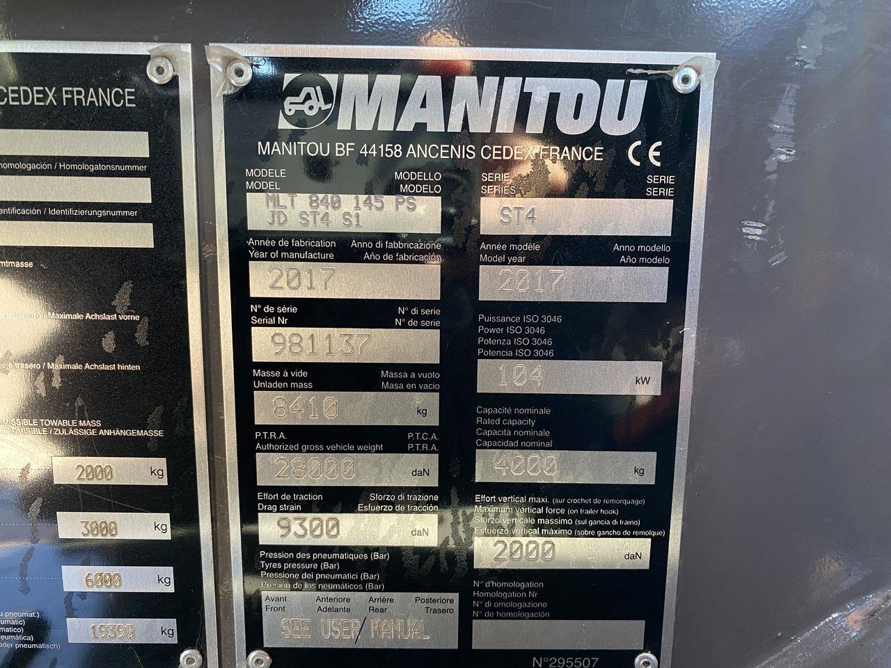 מפעיל טלסקופי Manitou MLT840-145PS ELITE: תמונה 11