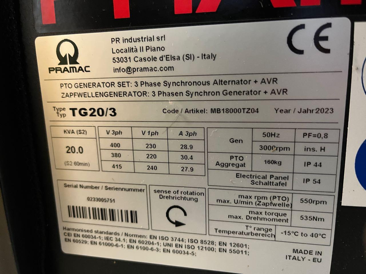 Pramac TG20/3 - ערכת גנרטורים: תמונה 2 Pramac TG20/3 - ערכת גנרטורים: תמונה 2