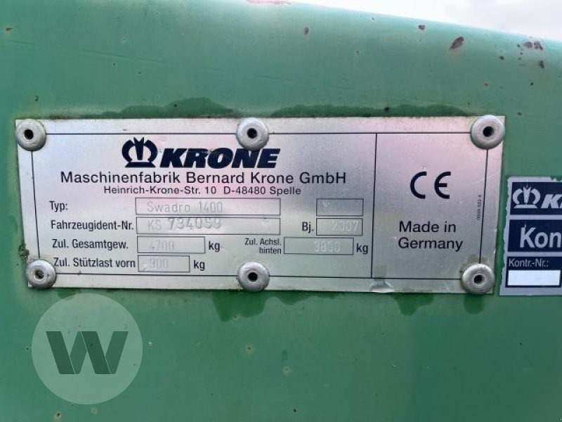 Krone Swadro 1400 - גורף/ מגרפה: תמונה 3 Krone Swadro 1400 - גורף/ מגרפה: תמונה 3