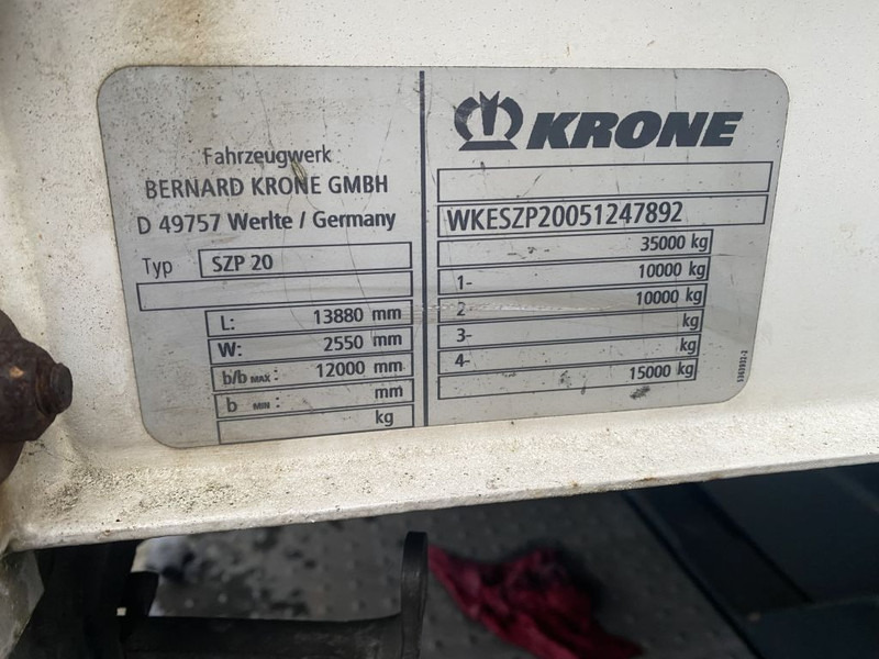 הַחכָּרָה Krone | SCHUIFZEIL | 2500 KG LAADKLEP | STUUR-AS | LIFT-AS | Krone | SCHUIFZEIL | 2500 KG LAADKLEP | STUUR-AS | LIFT-AS |: תמונה 10
