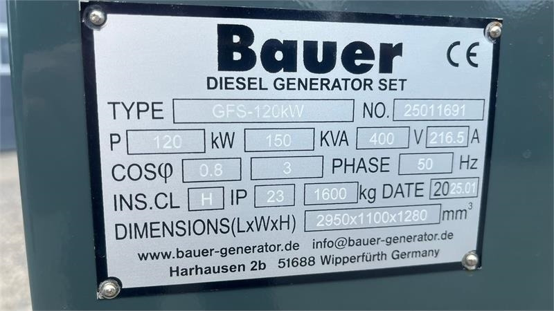 Bauer GFS-120 ATS, 120 kW/150 kVA - ערכת גנרטורים: תמונה 3 Bauer GFS-120 ATS, 120 kW/150 kVA - ערכת גנרטורים: תמונה 3
