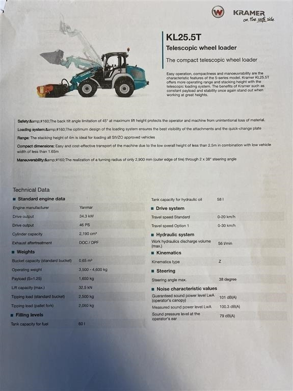 Kramer KL25.5T med Teleskoparm, så den har stor rækkevid - מעמיס גלגלים טלסקופי: תמונה 5 Kramer KL25.5T med Teleskoparm, så den har stor rækkevid - מעמיס גלגלים טלסקופי: תמונה 5