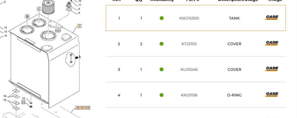 Case KWJ15300 - מכל הידרולי עבור מכונת בנייה: תמונה 1 Case KWJ15300 - מכל הידרולי עבור מכונת בנייה: תמונה 1