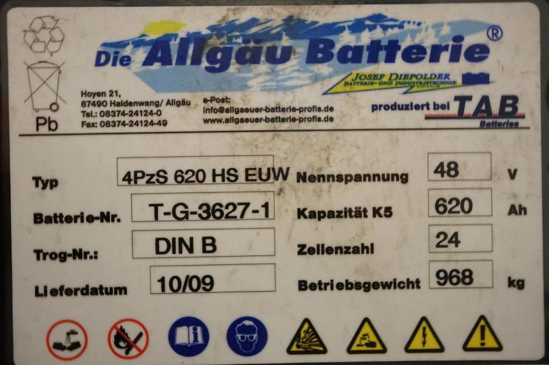 ALLGÄU BATTERIE 48 Volt 4 PzS 620 Ah - מצבר עבור ציוד לטיפול בחומרים: תמונה 5 ALLGÄU BATTERIE 48 Volt 4 PzS 620 Ah - מצבר עבור ציוד לטיפול בחומרים: תמונה 5