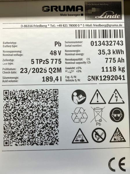 GRUMA 48 Volt 5 PzS 775 Ah - מצבר: תמונה 5 GRUMA 48 Volt 5 PzS 775 Ah - מצבר: תמונה 5